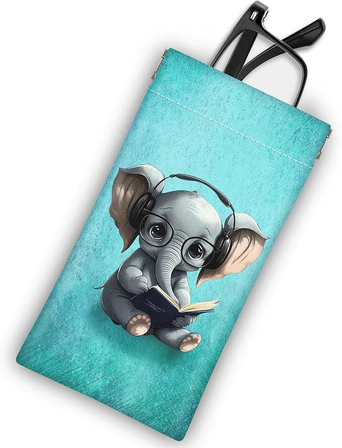 Soft Sunglasses Eyeglass Glasses Case,7x3.5inch Portable PU Leather Squeeze Top Holder Bag Pouch for Women Men