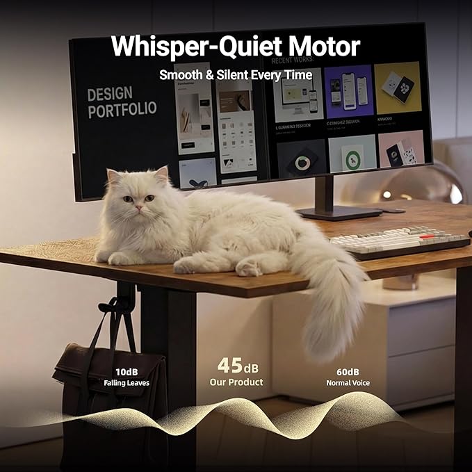 Claiks Electric Standing Desk, Adjustable Height Stand up Desk, 48 * 24 Inches Sit Stand Home Office Desk with Splice Board, Black Frame/Vintage Brown Top