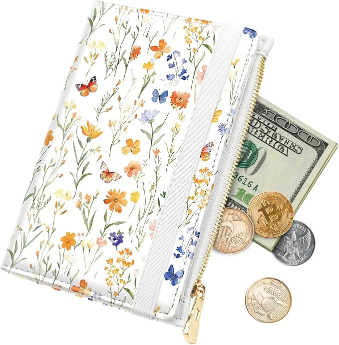 Passport Holder for Travel, RFID Blocking Passport Cover for Women Zipper | Travel Wallets, Passport Book Holder, Credit Card Holder, ID Window,SIM Card Slots, Coin & Tickets Pocket, Wild Flower