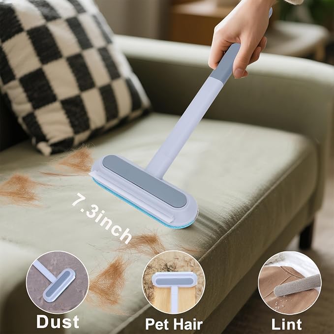 Pet Hair Remover for Furniture-17.3" Reusable Lint Brush for Dog & Cat Hair | Multifunctional fur removal tool, gentle on couches, carpets, car seats, clothes & bedding