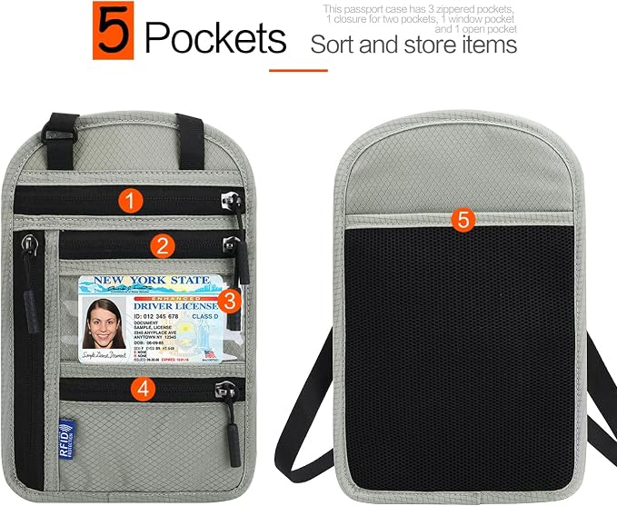 Neck Wallet Lightweight RFID Blocking Waterproof Travel Pouch Passport Wallets for Women Men