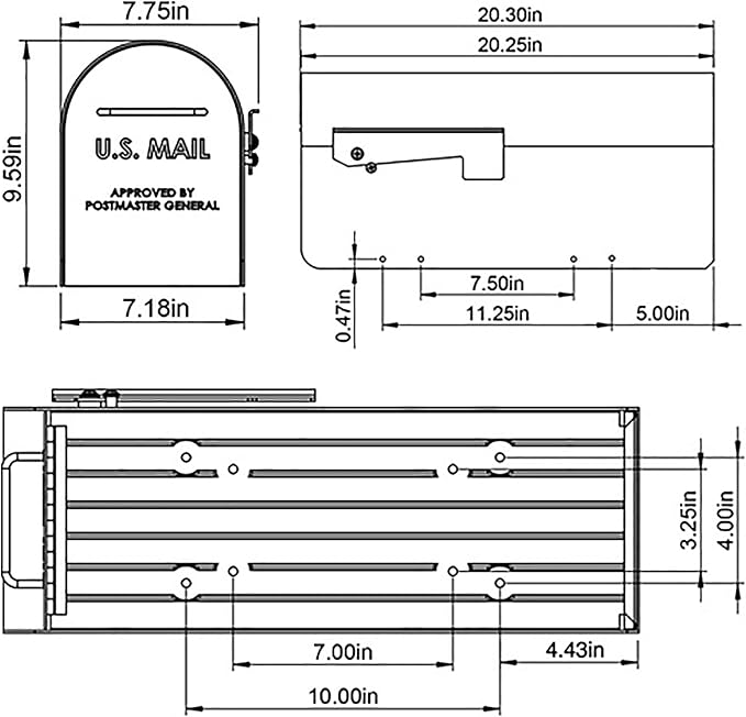 Architectural MAILBOXES Ironside Large Capacity Galvanized Steel black, Post-Mount Mailbox, MB801BAM, Metal, Black | Galvanized steel build for outside with rust-resistant powder-coat finish and a magnetic door closure. USPS approved.