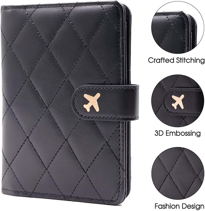 Melsbrinna Premium Leather Passport Holder Covers Case, Waterproof Rfid Blocking Travel Wallet Passport Holder with Pen Holder, Cute Passport Book for Women/Men