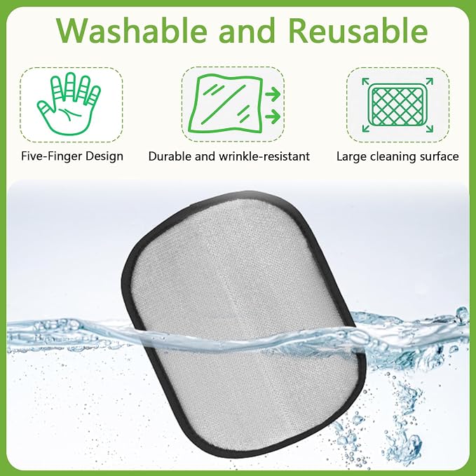 Electrostatic Pet Hair Remover Gloves – 2 Pack Reusable Lint Roller Alternative for Furniture, Carpet & Car Seats – Washable Dog & Cat Hair Brushes with Deep Cleaning Grip – No Sticky Refills Needed