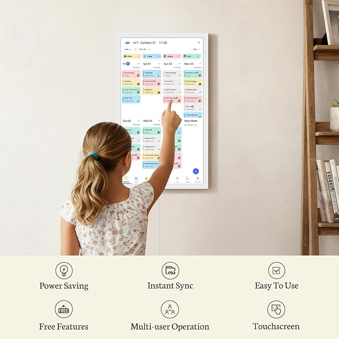 BSIMB 24 inch Digital Calendar Base Wall Touch Screen, Family Schedule Smart Calendar Interactive Display, Streamline Household Organization, Electronic Planner Wall Mountable in Portrait or Landscape