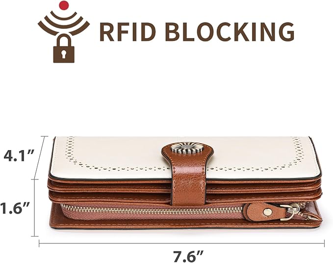 SENDEFN Wallets for Women Leather Credit Card Holder with RFID Blocking Large Capacity Wristlet | with RFID Blocking