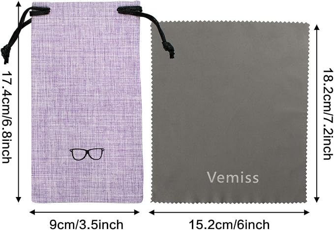 Vemiss Hard Shell Sunglasses Case, Large Linen Fabric Protective Glasses Case for Men Women