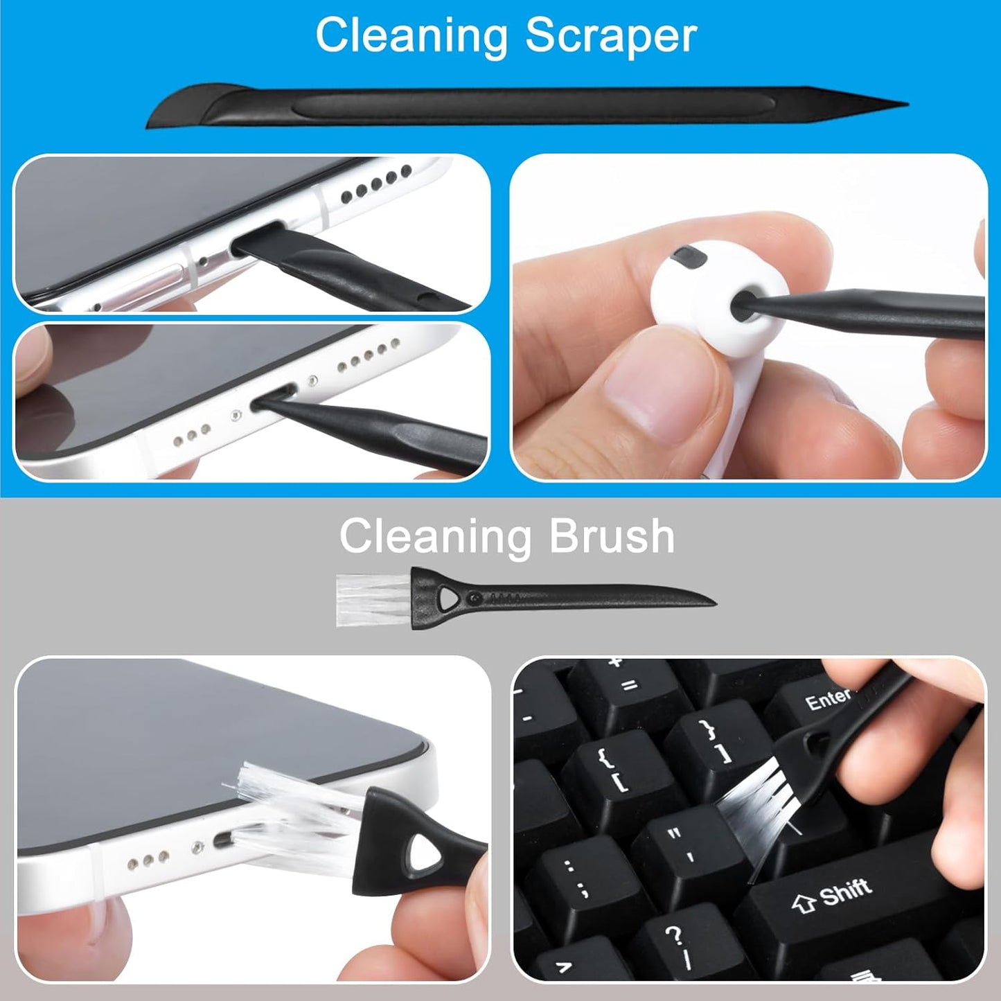 2 Pack Screen Cleaner Spray and Wipe for Laptop Monitor and Car Screens, Phone Touchscreen Mist Cleaning Kit for Cellphone, Tablet, PC, Computer, LCD, Eyeglass, iPhone, iPad, Mac Pro - Black and Grey