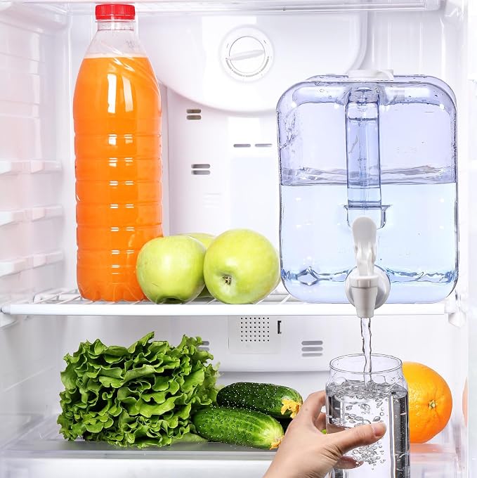Funnymoom 6 Pcs Drink Water Dispenser for Fridge 2 Gallon Beverage Dispenser with Spigot Plastic Reusable Refrigerator Water Dispensers Waters Jug Container for Party Outdoors Camping Hiking Home