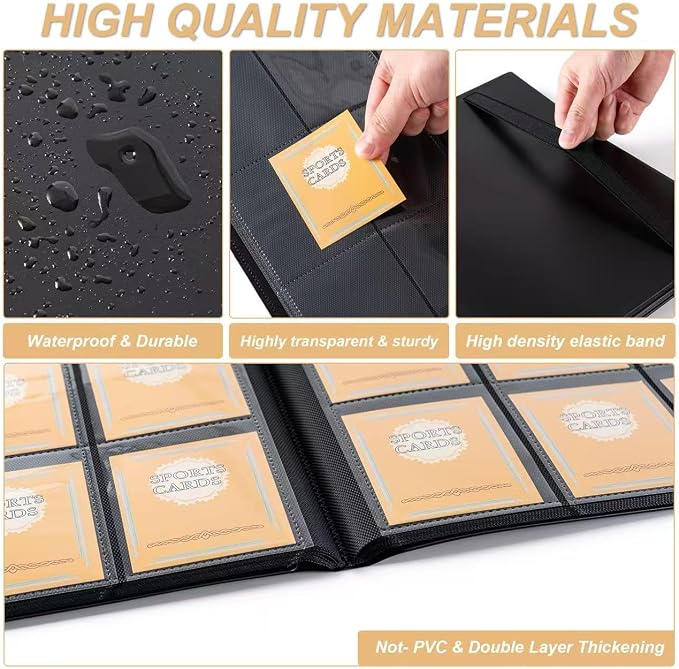 Card Binder 9 Pocket Storage 360 Card Binder,Trading Card Binder Senior and Sturdy Side-Loading Album,Intended For YuGiOh,MTG, TCG,Game Cards & Baseball Card Binde,（Orange）