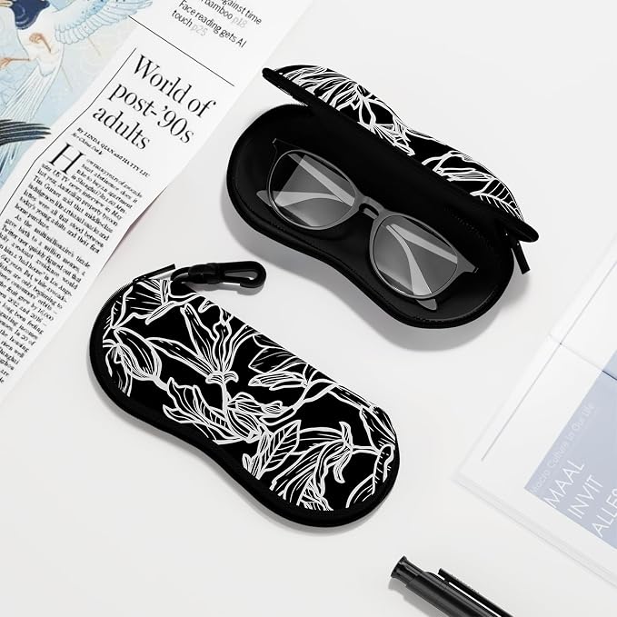 Sunglasses Soft Case, Ultra Light Portable Neoprene Zipper Glasses Case for Men Women