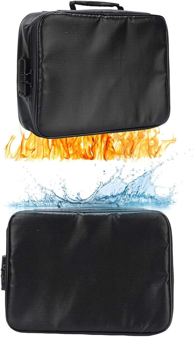 Fireproof Document Organizer Box, 5200°F Fireproof File Organizer Bag with Lock, Portable Safe Storage for Documents Hard Shell 8 Layer Case