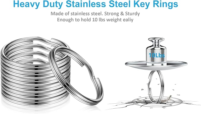 YHYZ Split Key ring Assorted, 5 Sizes (1/2 inch, 3/4 inch,1 inch, 1.25 inch, 1.38 inch), for Dog Pet Collar DIY Tag Jewelry