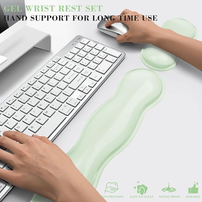 Gel Wrist Rest for Keyboard and Mouse, Wrist Rest for Keyboard, Mouse Wrist Support, Pain Relief, Cool Touch, Non-Skid, Keyboard and Mouse Wrist pad Set