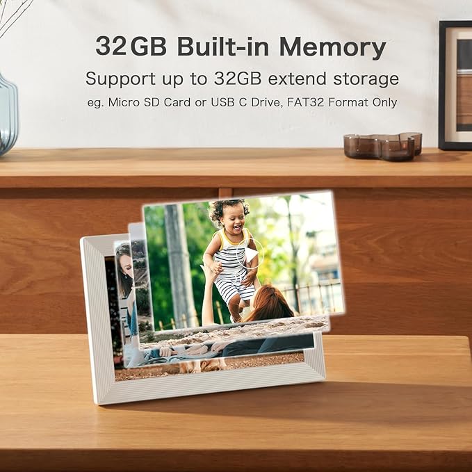 10.1 Inch Frameo Digital Picture Frame, WiFi Electronic Photo Frame, 1280 * 800IPS Touch Screen Electric Frame, 32GB Memory, Auto-Rotate, Share Picture Video, Birthday Gift for Mom, Women, Dad, Wife