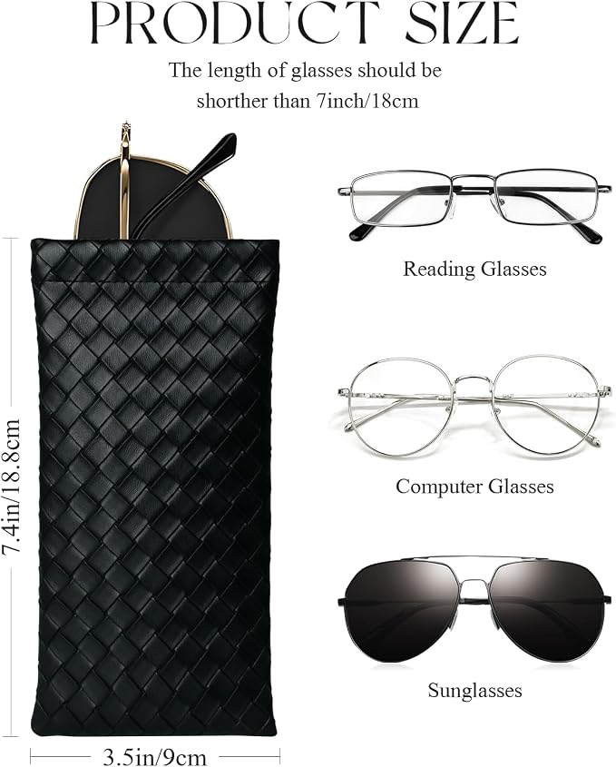 4 Pcs Squeeze Top Sunglass Case with Cleaning Cloth, Soft Leather Eyeglass Case Portable Sunglasses Pouch