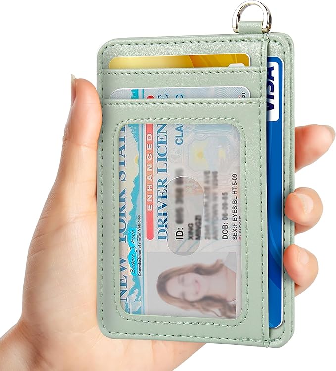 Slim Minimalist Front Pocket Wallet, RFID Blocking Credit Card Holder Wallet with Detachable D-Shackle for Men Women