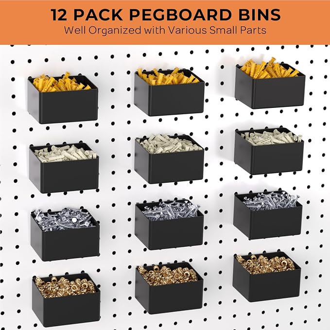 INCLY 278PCS Pegboard Accessories Organizer Kit with Peg Borad Hooks & Bins | Peg Board Hooks Assortment, For Organizing Various Tools, Fit 1/8 or 1/4 inch Pegboard, For Garage Hanging & Storage Tools