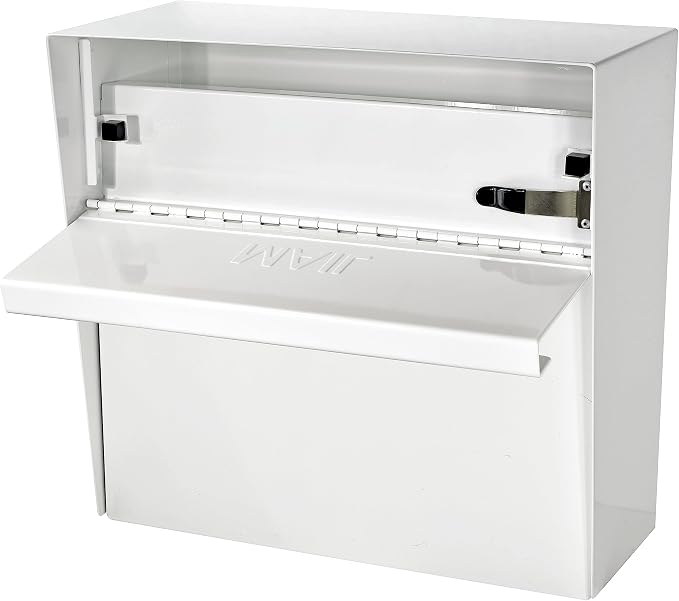 Mail Boss 7169 Metro Locking Security Wall Mount Mailbox, Alpine White