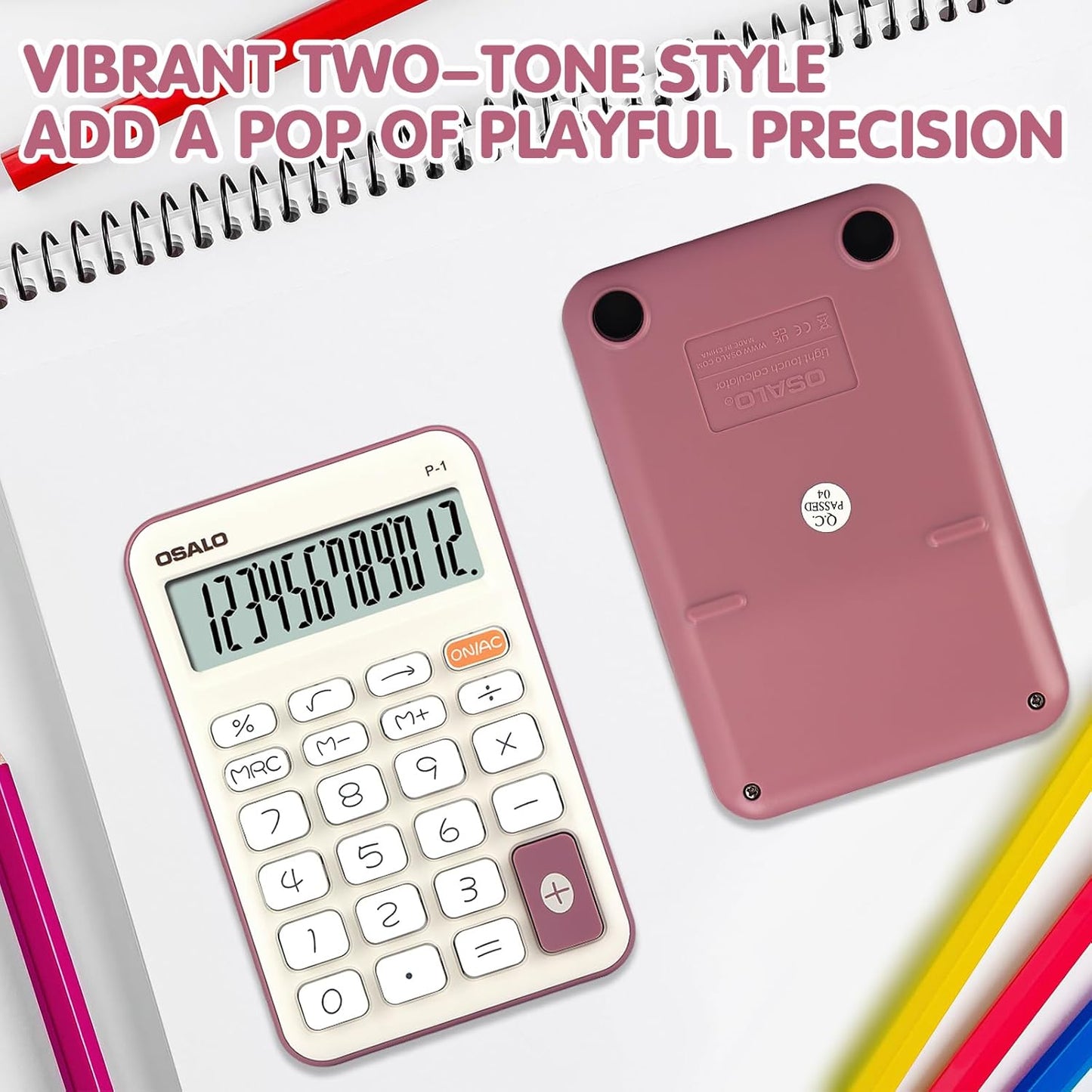 Pendancy Small Desk Calculator Cute, 12 Digit LCD Display, Basic Function, Auto-Sleep, 4.7"x2.9" Pocket-Sized Design Handheld Calculators Desktop, for Office, School, Business & Travel(OS-P1 Purple)