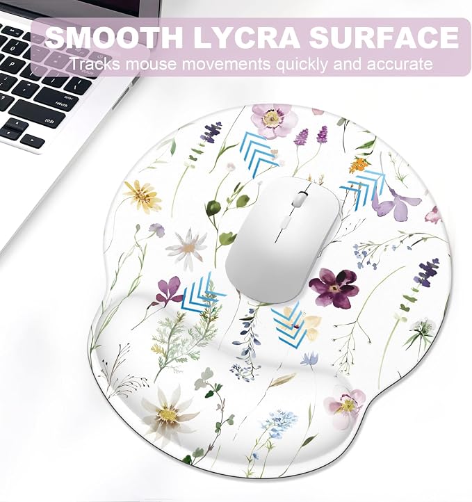 Ergonomic Mouse Pad with Wrist Rest and Keyboard Wrist Rest, Mousepad | Memory Foam Wrist Rest for Computer Keyboard, Pain Relief, Non-Slip Base, Mouse Pad Wrist Support for Gaming, Flowers Plants