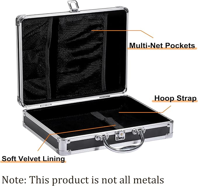 Clipboard Storage Box with Key Lock, Aluminum Case with Metal Clip | 12x9 Inch Small Briefcase, Portable Handle, Heavy Duty Clipboard Case, A4 Paper Organizer, for Office Business Men, Silver