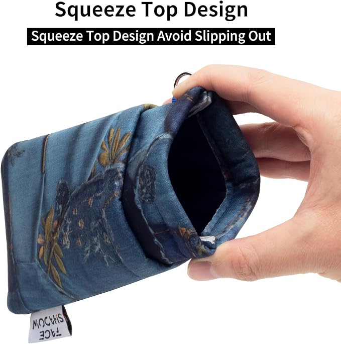 Face Shadow Double Glasses Case Soft Eyeglass Case For Women Men Squeeze Top Sunglasses Case With Cleaning Cloth