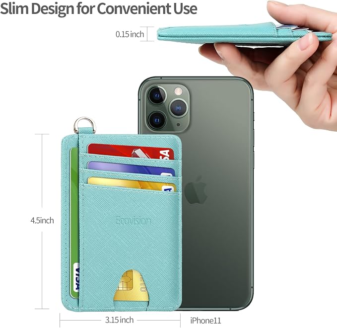 Slim Minimalist Front Pocket Wallet, RFID Blocking Credit Card Holder Wallet with Detachable D-Shackle for Men Women