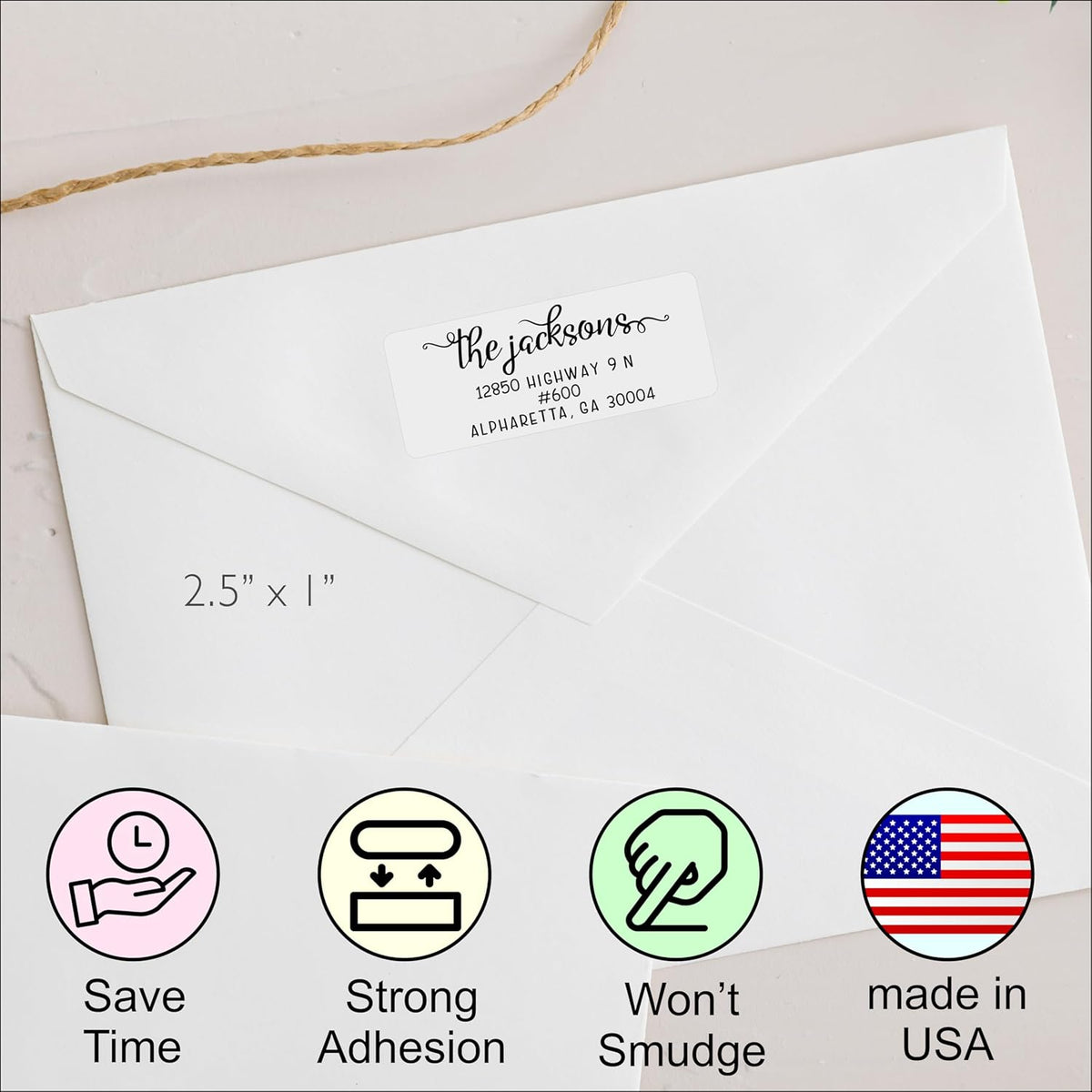 White Address Labels - Personalized Name Stickers, Custom Printed Return Mailing and Shipping Labels for Envelopes, Packages, Business, Home Use (Pretty Lowercase Script)