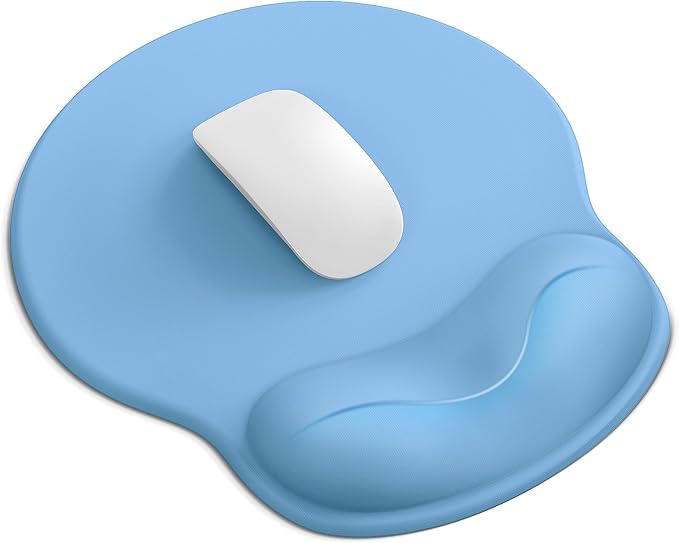 Mouse Pad with Wrist Rest for Desktop Large Ergonomic Mouse Mat(Denim Blue) | 10.6''L x 9''W Size, Gel Wrist Support, Non-slip Base, Washable Surface, Laptop Mousepad
