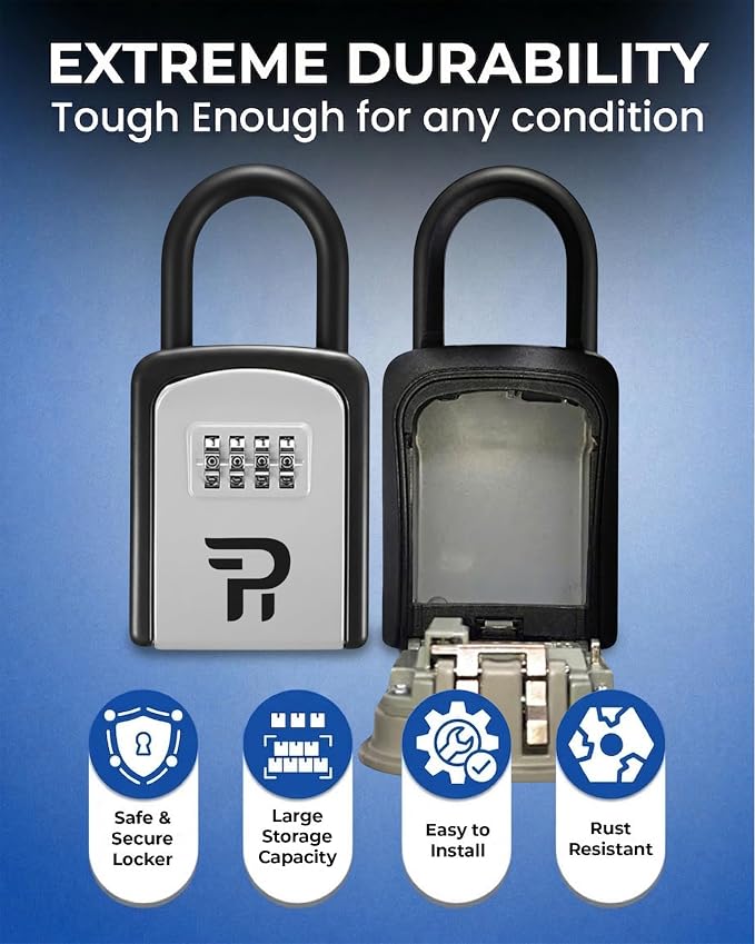 Key Lock Box for Outside – Small Outdoor Lockbox for Keys with Code, 4-Digit Combination Hidden Safe to Hide a Key Outside, Portable Safe Key Storage, 5.78 in, 2 Packs