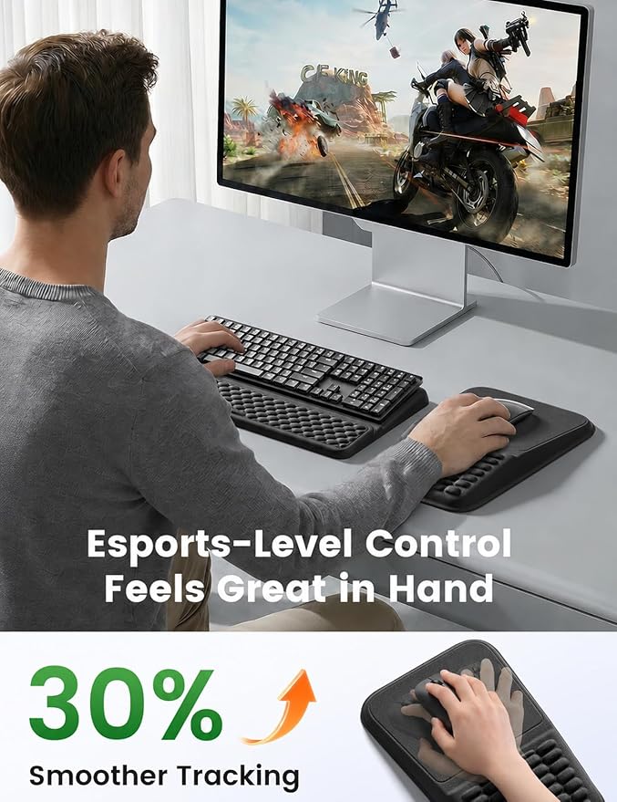 Vaydeer Keyboard Stand and Mouse Pad Set with Wrist Rest, Soft Memory Foam Wrist Support, Ergonomic Wrist Cushion for Desk, Relieves Carpal Tunnel Pain, Palm Hand Typing for Office, Home, Gaming