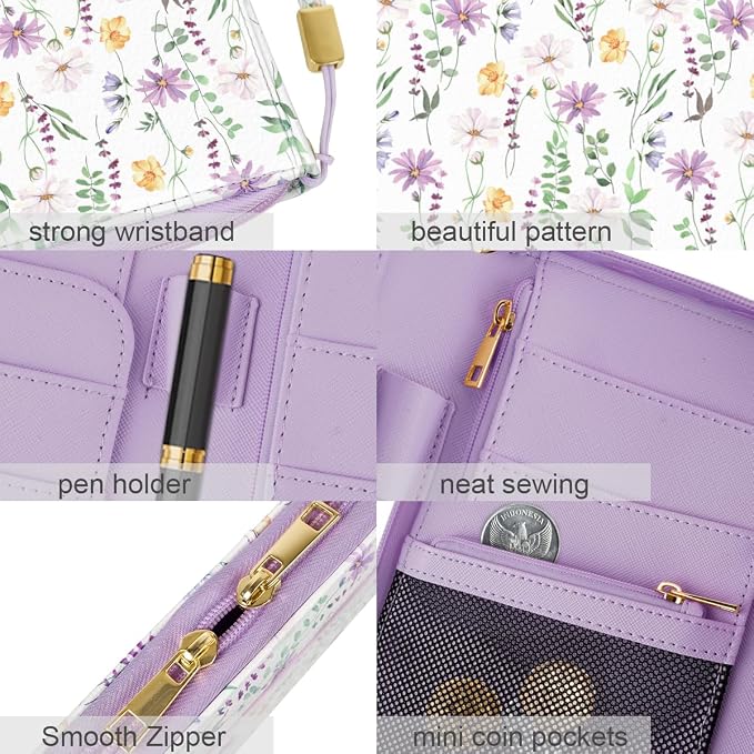 Family Passport Holder Wallet RFID Blocking Document Organizer | PU Leather Mulit-purpose Travel Wallet Credit Cards Case for Women Men, Daisy