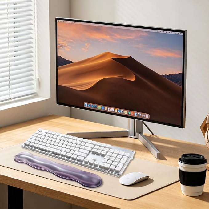 16.9 in Computer Acrylic Keyboard Stand for Desktop, Ergonomic Clear Gel Wrist Rest for Keyboard and Mouse,Laptop,Typing