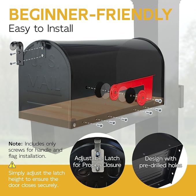 BlissBoard Large Mailboxes for Outside, Black Galvanized Steel Post Mount Mailboxes, Rust-Resistant Large Capacity Metal Mail Boxes for House Outside, 22 x 10.7 x 8.9 inches
