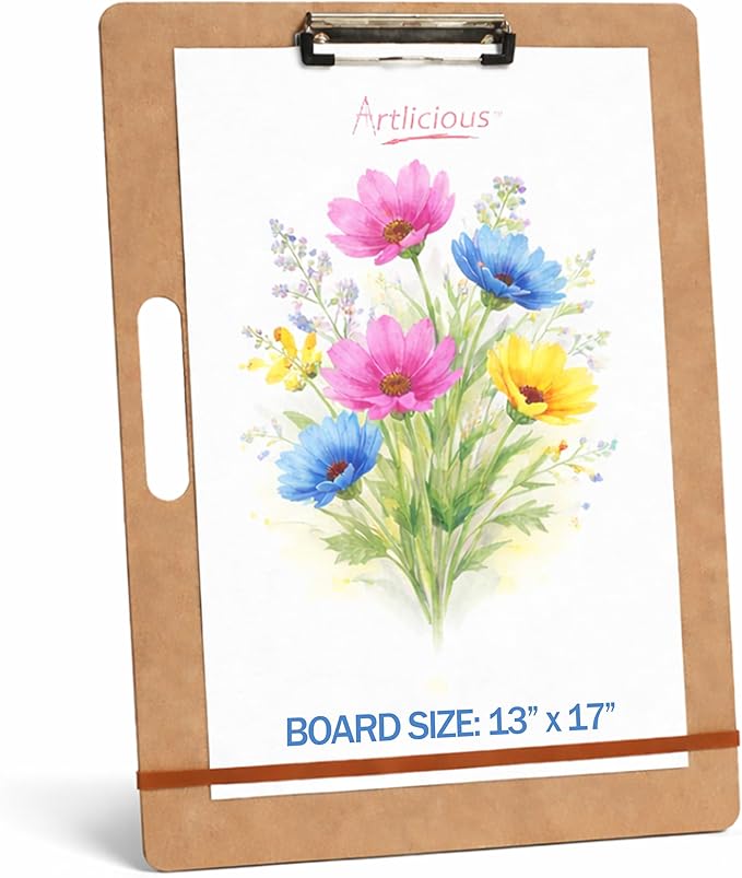 Artlicious Drawing Board - 13 x 17 Sketch Boards with Handle for Drafting Art - Portable Wooden Clipboard for Class or Studio Fit in Artists Tote