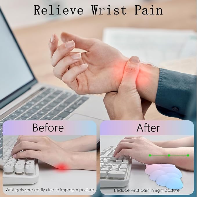 Cloud Keyboard Wrist Rest Mouse Pad with Wrist Rest for Computer Keyboard and Mouse Pad Set Memory Foam Cute Ergonomic Wrist Pad Support for Desk Gaming Home Office Pain Relief Pink Purple Blue