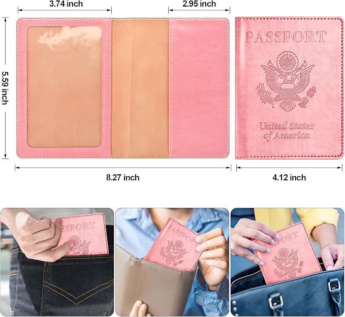 Eoehro Passport Holder for Travel Essentials-2Pack, Passport Wallet Cover Case for Travel Must Haves Accessories,Passport Book Holders for Women and Men