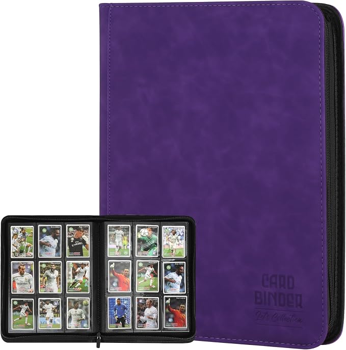 Trading Card Binder, Premium 9 Pocket Double Sided 540 Pocket PU Card Collection Binder, Collectible Trading Card Albums for MTG, TCG, Sport Card, Game Cards (Purple)
