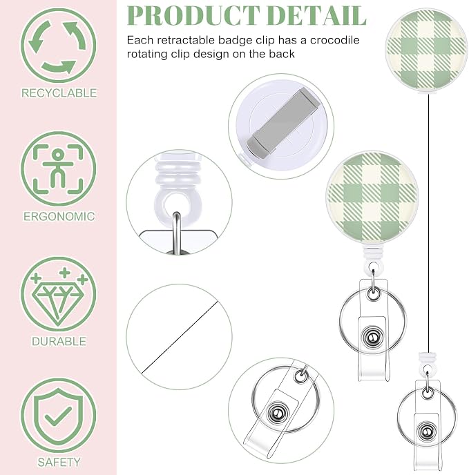3 Set Badge Holder Retractable Reel Stripes ID Badge Holders with Clip Cute Name Badge Holders for Teacher Nurse Doctor Student Office Workers