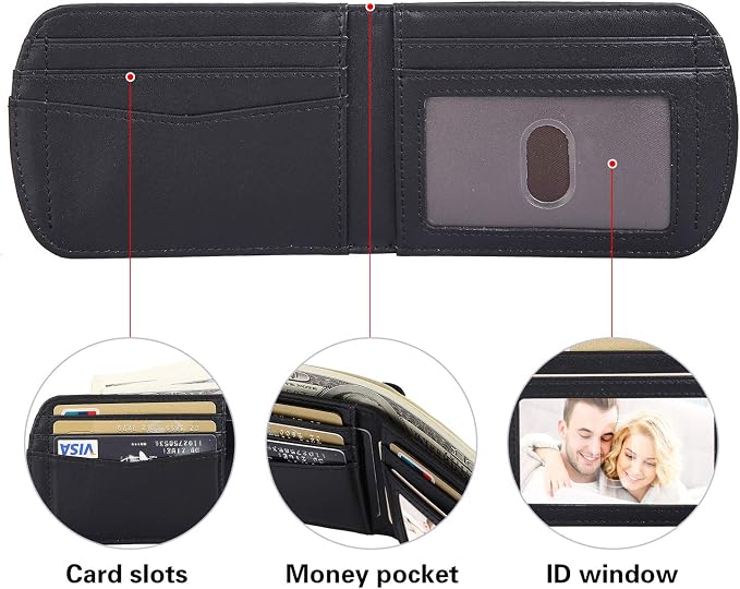 Polare Slim Curve Front Pocket RFID Blocking Italian Real Leather Bifold Wallet for Men (Black)