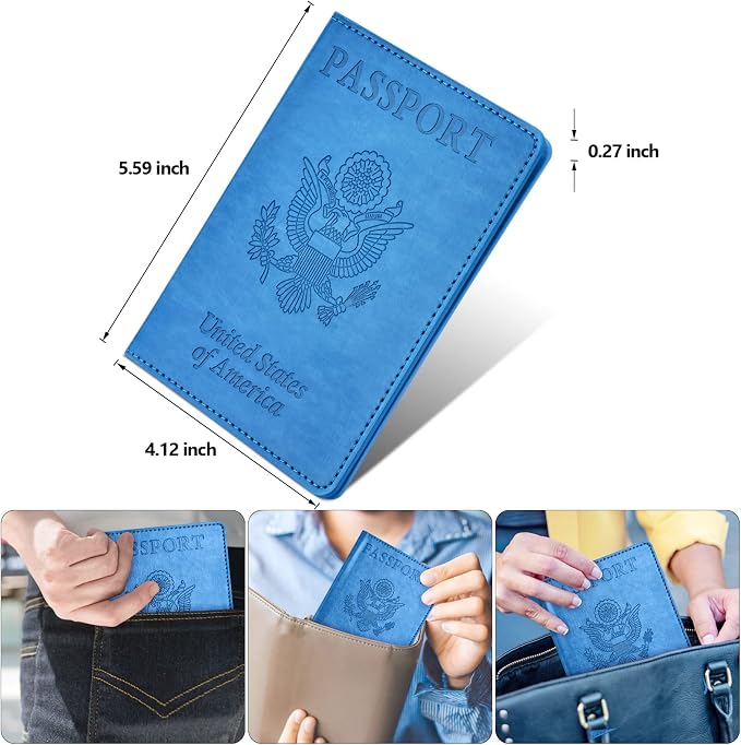 Eoehro Passport Holder for Travel Essentials-2Pack, Passport Wallet Cover Case for Travel Must Haves Accessories,Passport Book Holders for Women and Men