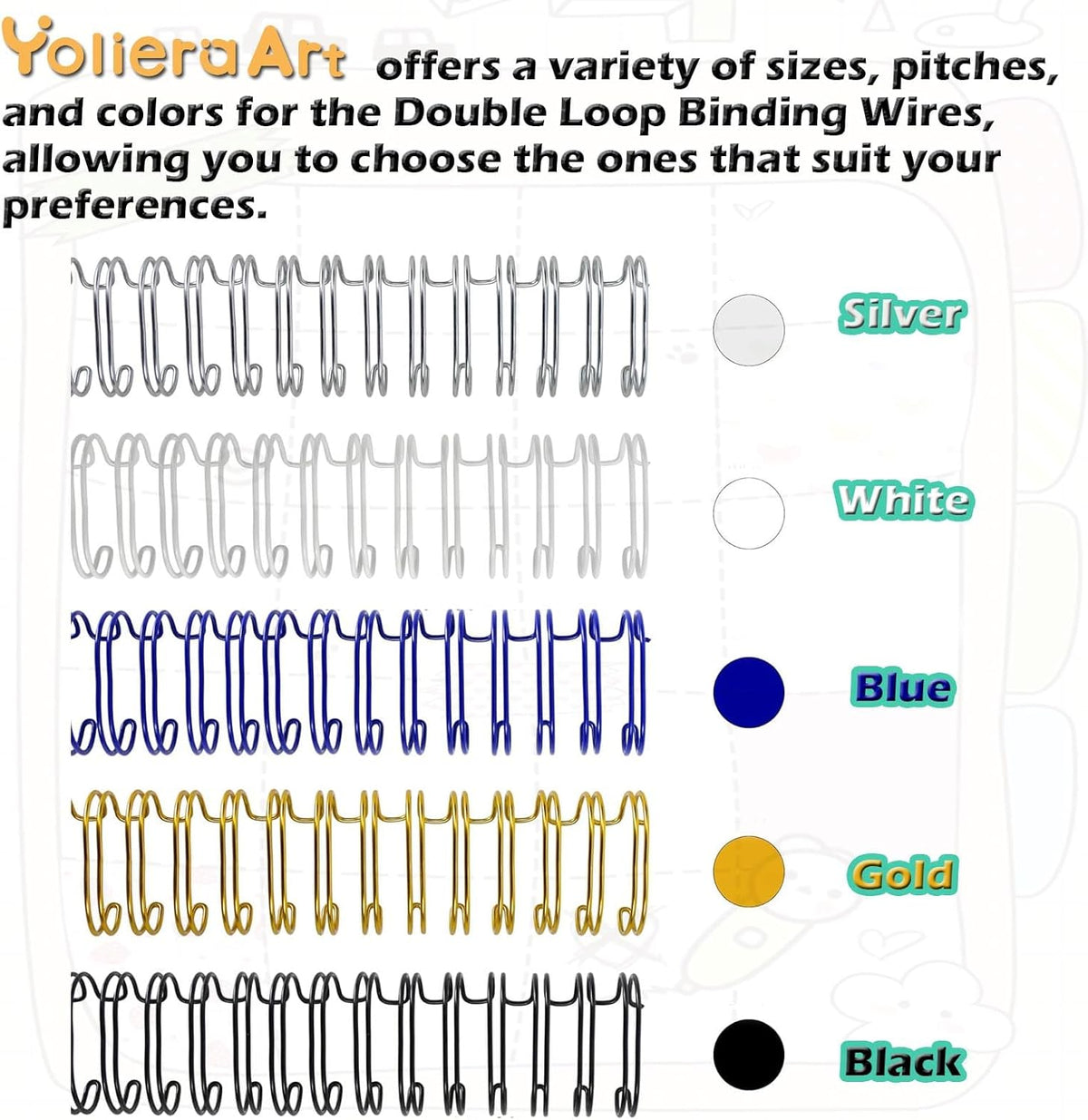 3 to 1 Pitch Twin Loop Wire Binding Spines, 3/8 Inch Book Binder Combs, 100 Pack Spiral Binding Coils for Booking Binder Machine, Students and Coworkers (60 Sheet Capacity, Black)