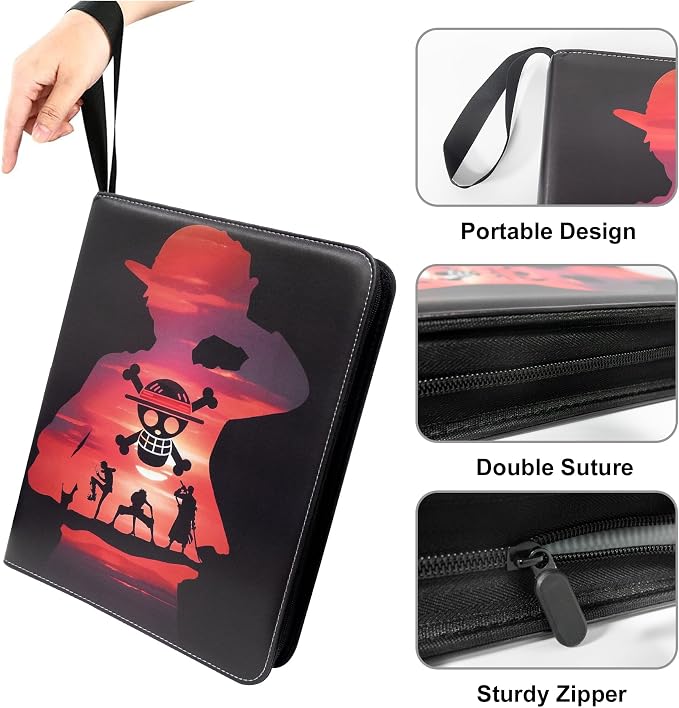 1080 Pockets Custom Card Binder, DIY Anime Sports Cover Design, Portable Waterproof Storage Album with Removable Sleeves for Baseball Football Soccer One Piece Cards Collectors
