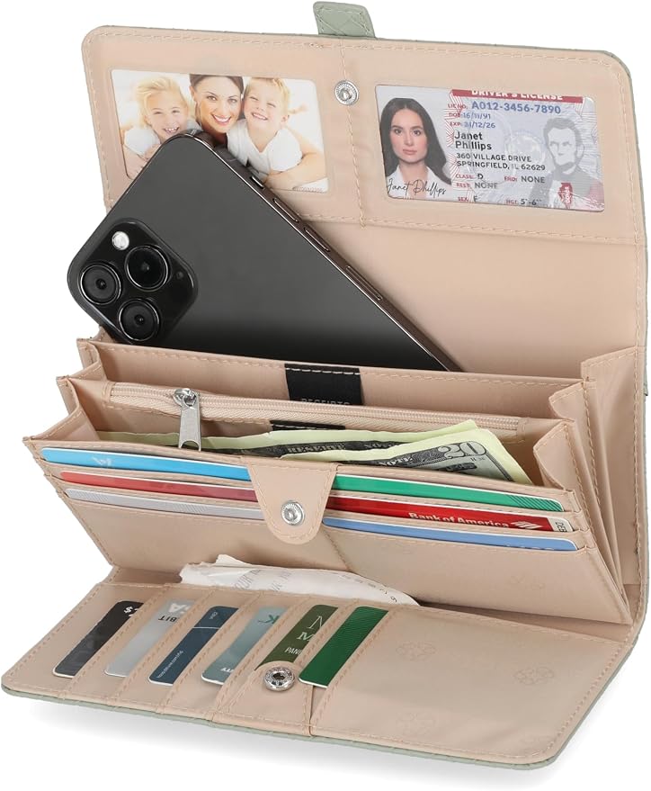 Mundi File Master Womens RFID Blocking Wallet Clutch Organizer With Change Pocket