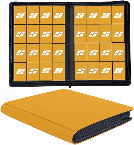 1000+ Pockets Trading Card Binder, 16 Pocket Ringless Side Loading Card Holder Album, Trading Card Album Fit for YuGiOh, MTG, TCG, Game Cards, Sports Cards, Business Cards (Yellow)