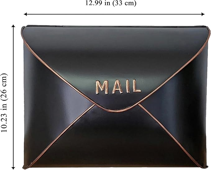 NACH Black Mailbox Wall Mount, 12.5 x 5 x 10 inch Wall Mount Mailboxes for Outside, Waterproof Mailboxes for Outside - Envelope Mailbox