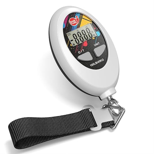 SNAIL TRAIL 100 lbs (45 kg) Digital Luggage Scale, White | Portable Suitcase Weigher, Travel Bag Weight Scale, Handheld Baggage Weigh Machine, Gift for Travelers