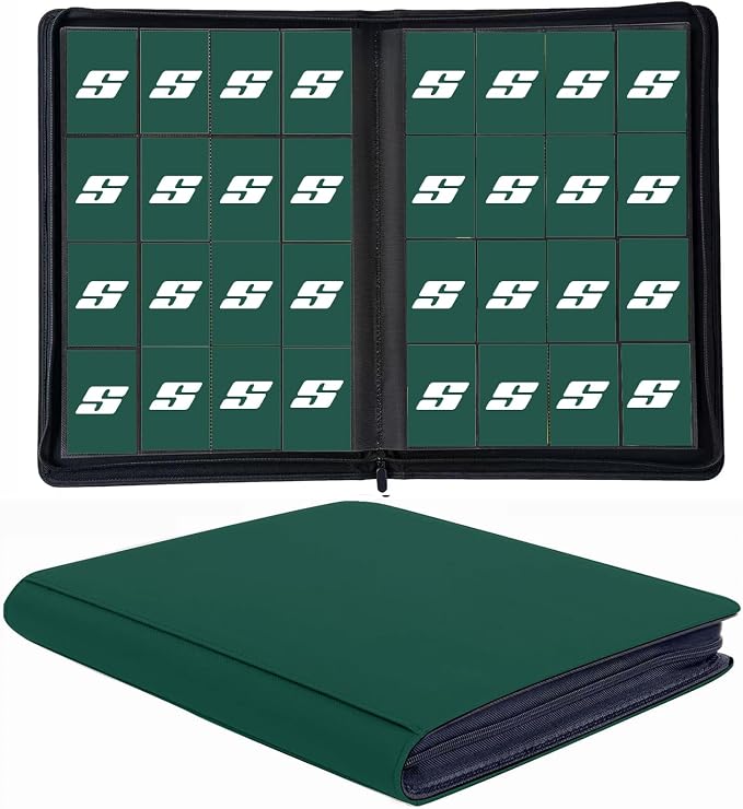 1000+ Pockets Trading Card Binder, 16 Pocket Ringless Side Loading Card Holder Album, Trading Card Album Fit for YuGiOh, MTG, TCG, Game Cards, Sports Cards, Business Cards (Green)