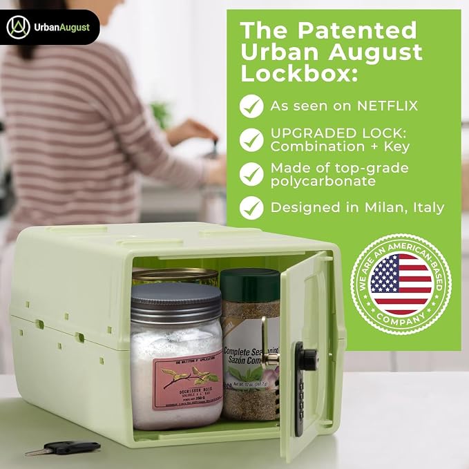 Dual Combination & Keyed Lockbox - Lockable Box for Everyday Use - Multi-Purpose lock for Home & Office Safety - Made of Industrial-Grade Plastic - One Size (Spring Green)